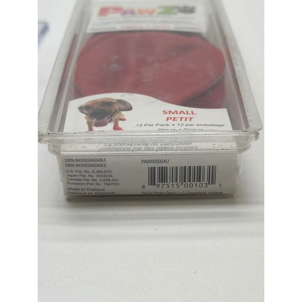 PawZ Rubber Dog Boots Red Small 12 Pack Waterproof Disposable Reusable Boots